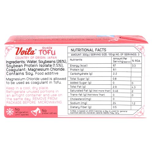 Image of Voila Silken Tofu Pack of 2 (300g x 2) | Japanese Style Soft Tofu | Shelf Stable | High Protein Plant-Based Soy Food | Vegan | Low Fat | No Preservatives | Ready to Eat | Ideal for Soups, Salads, Ramen, Stir Fry, Desserts & Asian Recipes | Total 600g