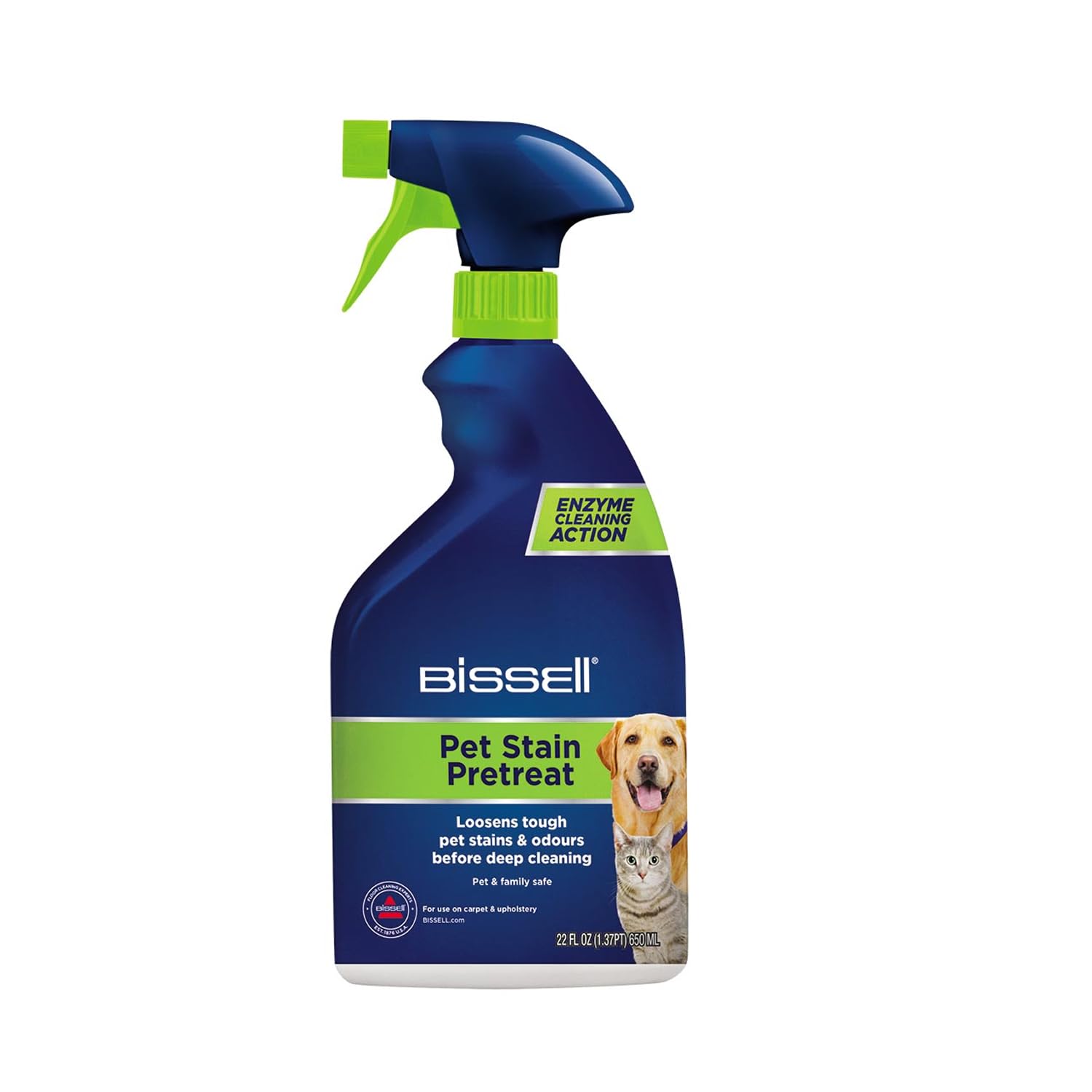 BISSELLStain Pre-Treat Pet Spray, Stain Remover, Carpet Stain Remover Helps Removes Tough Pet Stains & Odours, Pet Carpet Cleaner, 650 ml, 1137E