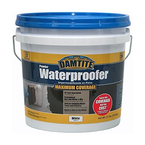 DAMTITE WATERPROOFING 01211 Maximum Coverage White Powder Waterproofer, 21 lb, White Cover