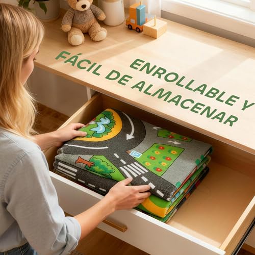 Miniatura 6 de Aiyaplay Alfombra Infantil, Carretera De Ciudad, 160x100 Cm, Alfombra Educativa Antideslizante Para Gateo Y Jugar Con Coches, Para Salón Y Dormitorio, Textura Suave