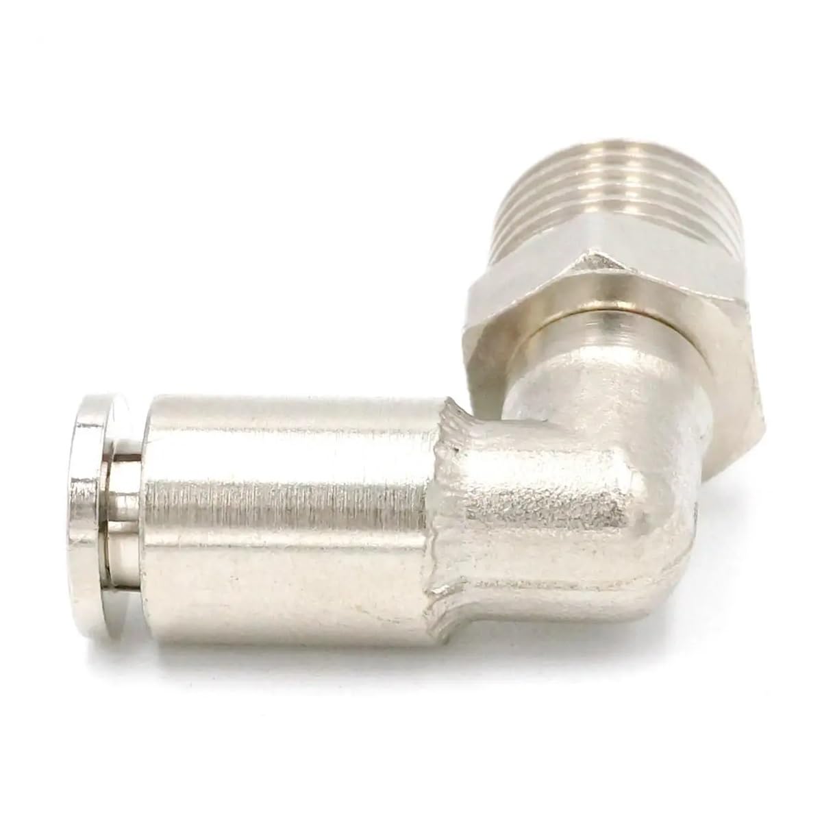 Rvblrdse Men's One Color Pneumatic Nickel Brass Elbow Push In Connector Union Quick Release Air Fitting Plumbing 1/4" To Fit Tube O/D 6Mm