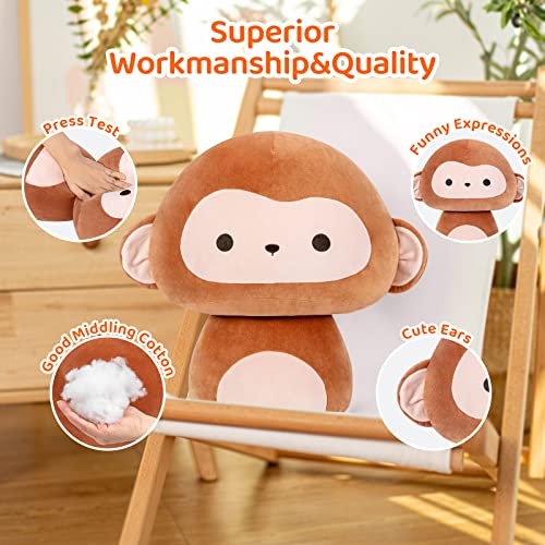 Mewaii 14” Mushroom Plush, Cute Monkey Plush Pillow Soft Plushies Squishy Pillow, Monkey Stuffed Animals Kawaii Plush Toys Decoration Gift For Girls Boys #TOP2
