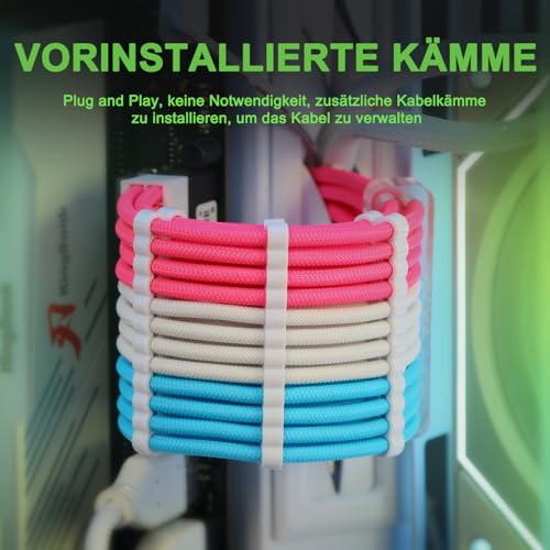 Sirlyr PSU Ext Kit,24/8Pin Pre-Bent&Gold Terminals,Pink/Blue/Wht by Sirlyr - Used condition - Image 4