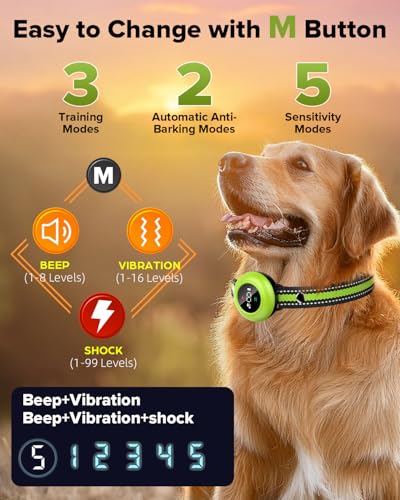 Image of XDX 2-in-1 Dog Shock Collar & Bark Collar - 3300FT Dog Training Collar with Remote, Automatic Anti-Barking, 5 Adjustable Sensitivity Levels, IP67 Waterproof E-Collar for Small Medium Large Dogs