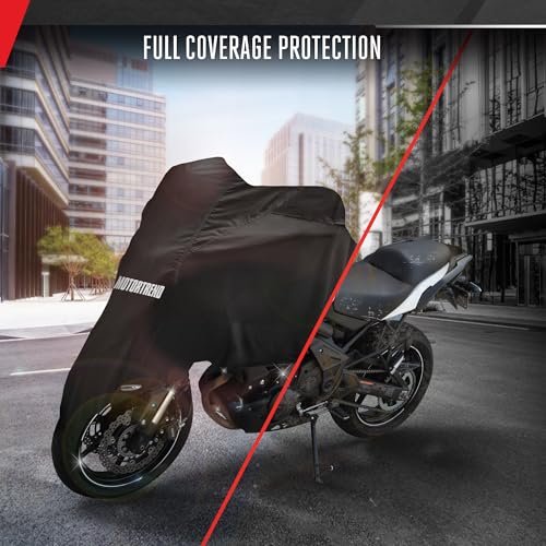 Image of Motor Trend SportsFlex Universal Fit All-Weather Heavy Duty Motorcycle Cover, Waterproof All Seasons Indoor Outdoor Protection, Sport Bikes Cruisers Scooter Touring Off-Road 104 inch(L) x 41 inch(W) x 50 inch(H)
