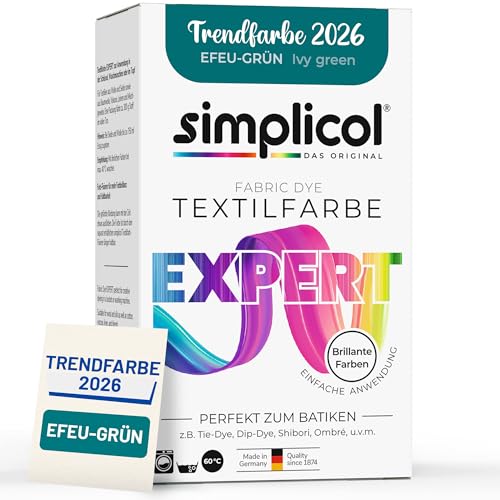 simplicol Textilfarbe expert EfeuGrün 150 g | Farbpulver zum Färben in Waschmaschine & von Hand für Baumwolle Wolle & Seide | Färbemittel für Batik TieDye & kreative Textilfärbung