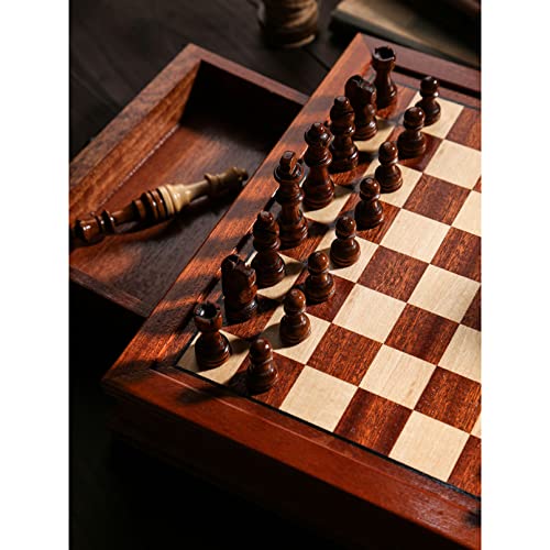 Schachfiguren Cutfouwe Holz Schachbrett 40x40cm mit Aufbewahrung