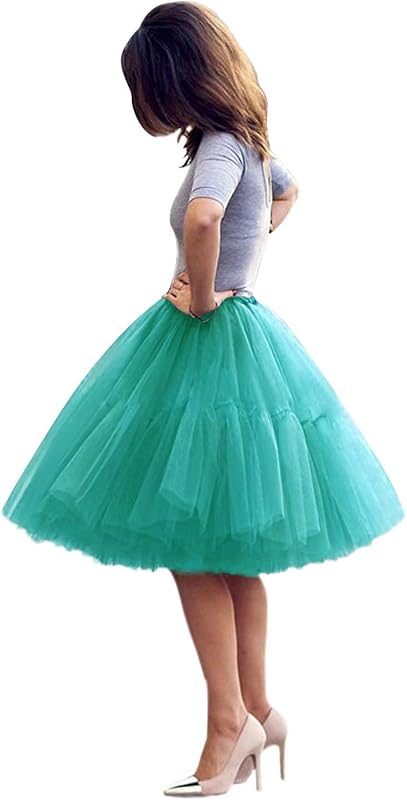 pollera de tul, pollera de tul Midi para mujer pollera de tutú Princesa mullida Cinco capas Una línea pollera de fiesta Prom