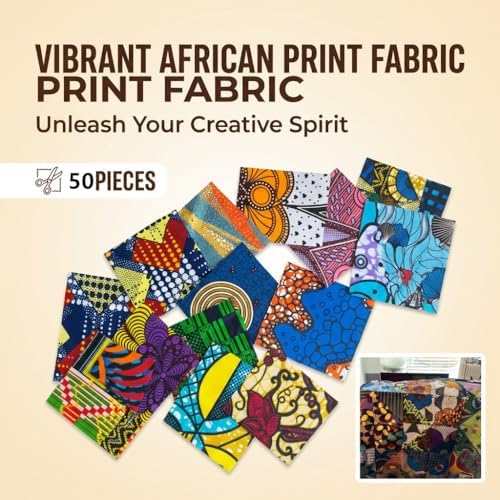 50 Pieces African Wax Print Fabric Squares, 3.9 x 3.9 Inches Precut Patchwork Fabric, for DIY Quilting, Sewing & Craft Projects - 4