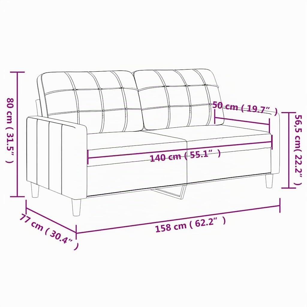 ACAGALA Divano a 2 posti con cuscini, piccolo divano con braccioli, set di divani in similpelle, moderno divano piccolo per soggiorno, camera da letto, home cinema, camera degli ospiti | 140 cm | Nero
