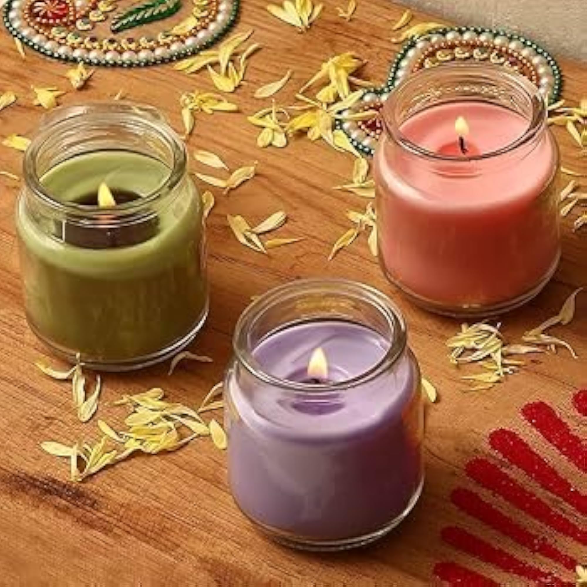 GEMAAURA Rose Scented Jar Candle, Pink