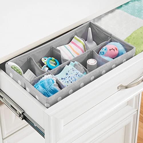 mDesign Soft Fabric Dresser Drawer/Closet Divided Storage Organizer Bins for Nursery - Holds Blankets, Bibs, Socks, Lotion, Clothes, Shoes, Toys - Set of 5 - Gray/White Polka Dot - Image 5