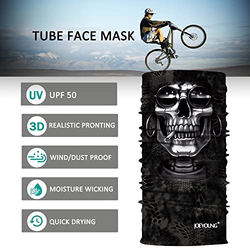 Image of JOEYOUNG Skull Face Mask UV Sun Dust Neck Gaiter Bandana Headwear Motorcycle