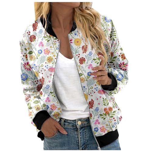 Manteau cardigan imprimé fleuri femme à col rond et manches longues pour un style décontracté
