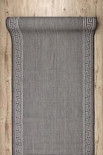 Alfombra sisal Sion 20446 antitropezones con marco de madera gris estable 5