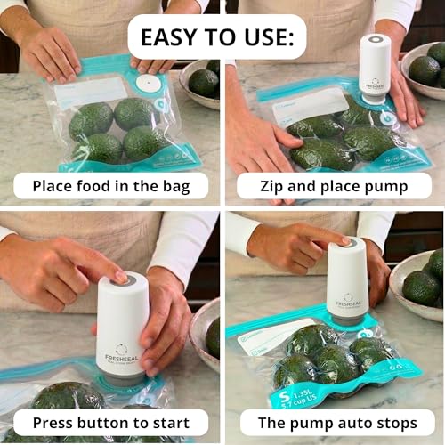 FreshSeal Handheld Vacuum Pump for Food Storage with 30 Reusable Bags, Rechargeable USB-C Portable Vacuum Sealer with One-Button Auto Stop by FreshSeal - Used condition - Image 5