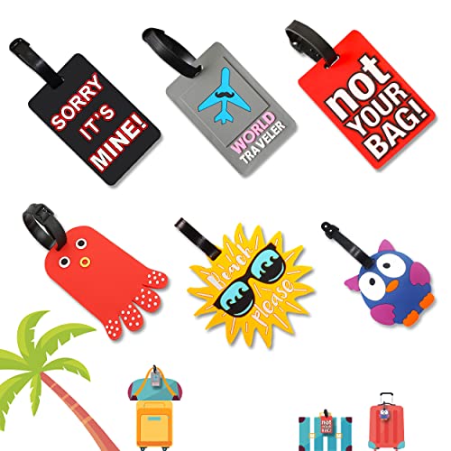 6 Piezas Etiquetas Equipaje para Maletas, Etiquetas Equipaje Impermeables, Etiquetas Identificación de Equipaje con Placa Nombre, Etiquetas Equipaje Personalizada para Maletas Mochilas Bolsa Viaje
