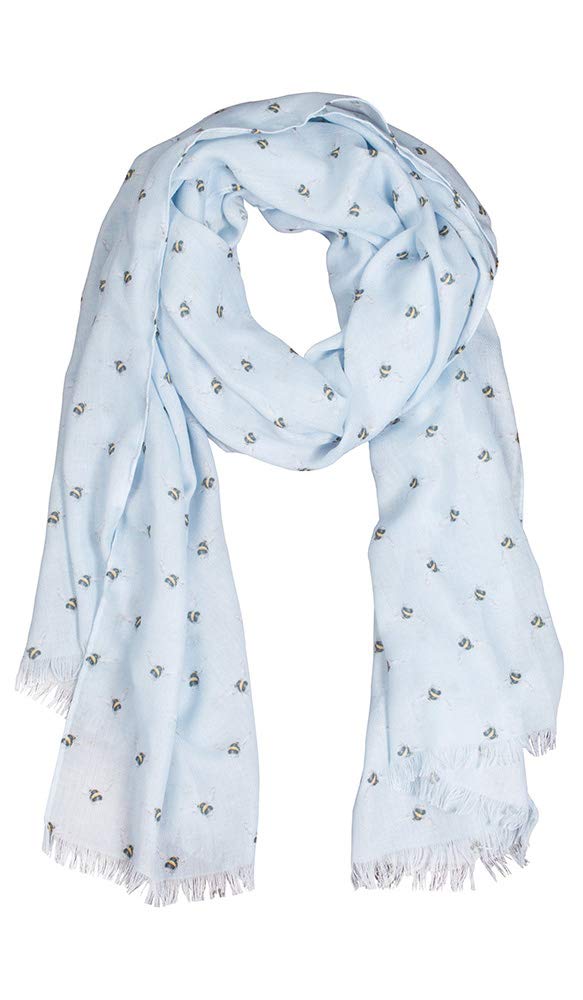 Wrendale Designs by Hannah Dale - Flight of the Bumblebee Lightweight Bee Scarf - 70cm by 190cm
