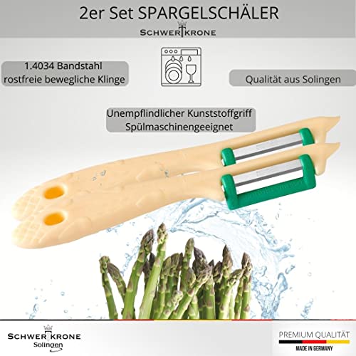 Foto von SCHWERTKRONE® 2 Spargelschäler [MADE IN SOLINGEN - GERMANY] - Kartoffelschäler Gemüseschäler Karottenschäler - Sparschäler Links & Rechtshänder - Gurkenschäler Potato Peeler - Obstschäler