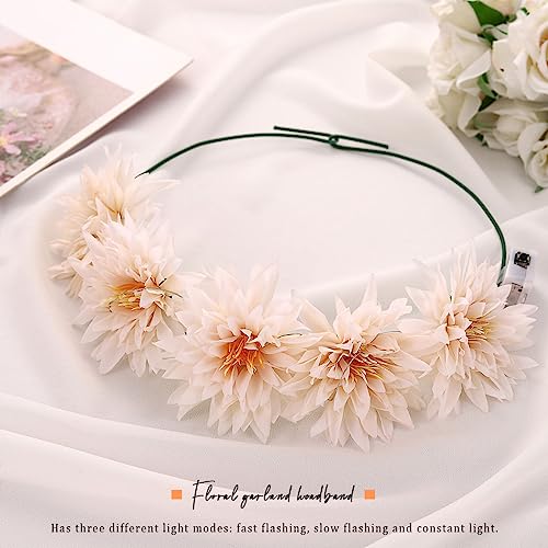 Vakkery Light Up Flower Crown Headbands LED Glow Flashing Hair Garland Headdress Wedding Party Festival Hair Accessories for Women and Girls - Image 4