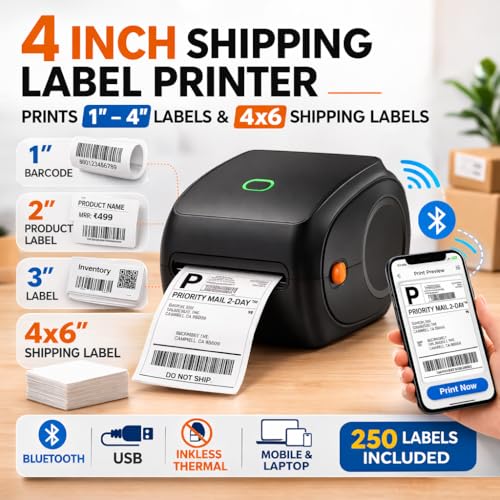 Image of Thermal Label Printer for Business Office Home | Inkless Thermal | Mobile, Desktop Compatible (ShipSmart (4-inch Smart Label Printer))