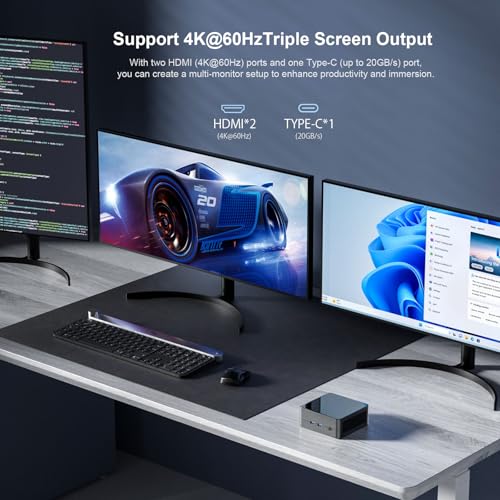 Image of Mini PC AMD Ryzen 3550H (8C /16T, up to 5.1GHz), 16GB DDR5 RAM 512GB SSD, Radeon 780M Graphics, Gaming Computer Supports 4K Quad Display, Dual 2.5G LAN, USB4, HDMI, DisplayPort & Type-C
