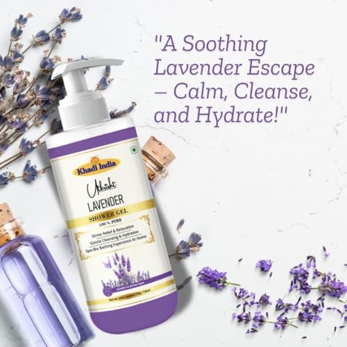 Image of Khadi Utkrisht Lavender Body Wash with Natural Lavender Extract | Deep Cleansing & Long Lasting Freshness | Moisturizing Shower Gel for Soft, Smooth & Nourished Skin | Suitable for Men & Women - 300ML