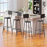 Cuezal Set de 4 Bancos para Barra de Cocina, Taburetes de Bar, Silla Alta para Barra con Patas Metálicas Reforzadas,Carga...