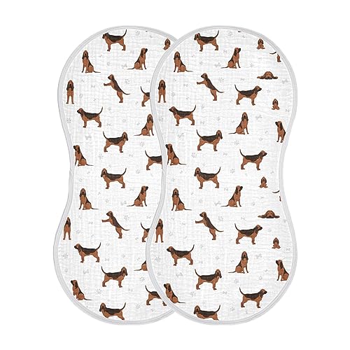Image of Muslin Baby Burp Cloths, Dogs Bloodhound Muslin Washcloths Baby Rags Comfy Soft Absorbent in for Newborn Boys and Girls 2 Piece 22 x 11 Inch