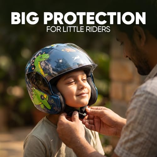 Image of TVS Moto Jr. Kids Helmet |Fun Glow in The Dark Graphics | Lightweight ISI Certified ABS Shell| Removable Cheek Pads | Ideal for Cycle Scooter Daily Ride Comfort & Protection