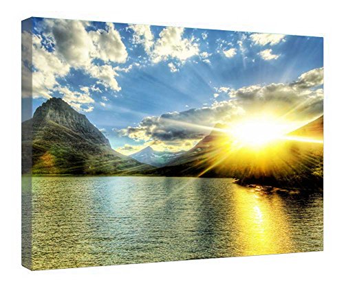 Toile lever de soleil sur lac évocation de paix intérieure