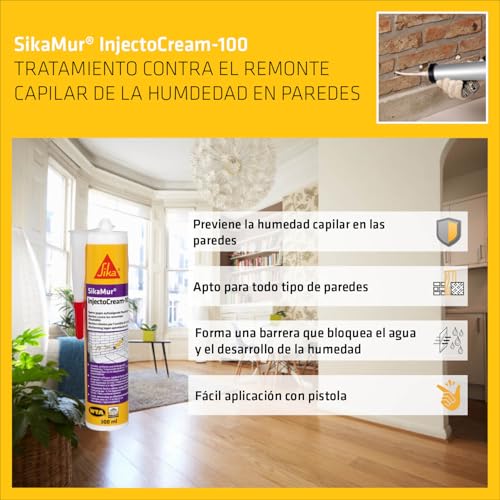 Miniatura 3 de Sika - Tratamiento Contra De Humedades Por Capilaridad En Las Murados - Sikamur Injectocream-100 Blanco - Interior Exterior - Anti-Moho - 300ml