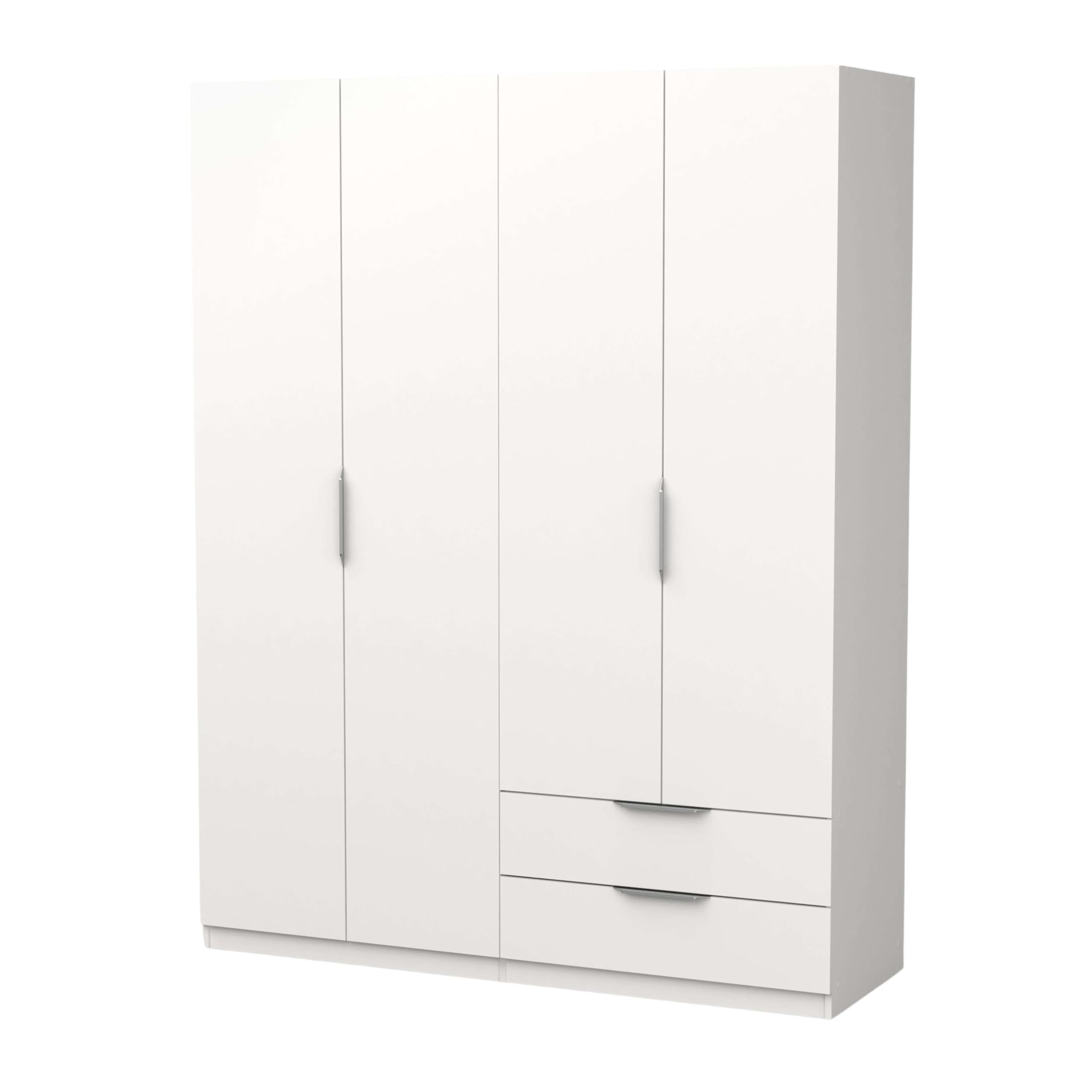 Miroytengo Armario Dormitorio Ghost Grande Estilo Moderno en Color Blanco Mate con 2 Cajones y 4 Puertas 158x51 cm