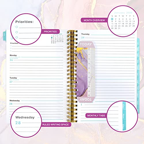 2023 Weekly Monthly Planner Academic Planners 5.5"X8" Planner Hardcover 2023 January 2023 - December 2023 Weekly Pink Monthly Planners Sticky Note Set #TOP4