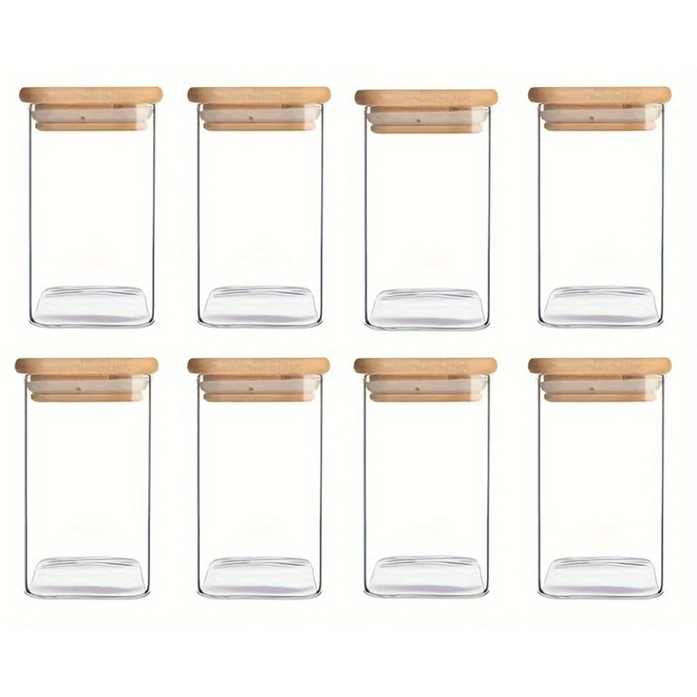 Fnfhsa Glass Jars With Airtight Bamboo Lids - Snack Candy Storage Jar,Versatile Clear Containers For Candy, Food Storage & More