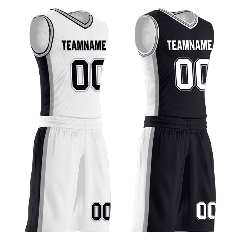 Custom Men's Basketball Jersey Personalized Reversible Basketball Uniform for Kids Youth with Own Name Number Sports Shirts