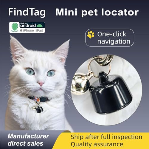 Vibbang Mini-Haustierortungsgerät für Katzen Hund, Kompatibel mit iOS & Android, Weltweite Standortverfolgung, Gepäckortung, Ortungsgerät für Haustiere und Gegenstände