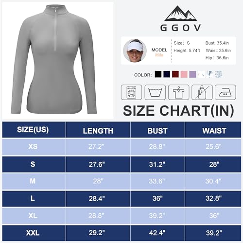 Image of GGOV Golf Shirts for Woman UPF 50+ Sun Protection Quick Dry Lightweight Long Sleeve Polo Shirts for Woman Rash Guard