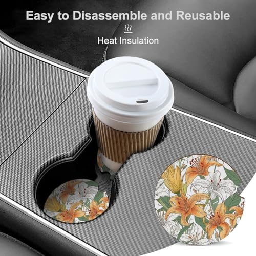 Juego de 2 posavasos para coche Lily Garden de madera 2.6" miniatura 4
