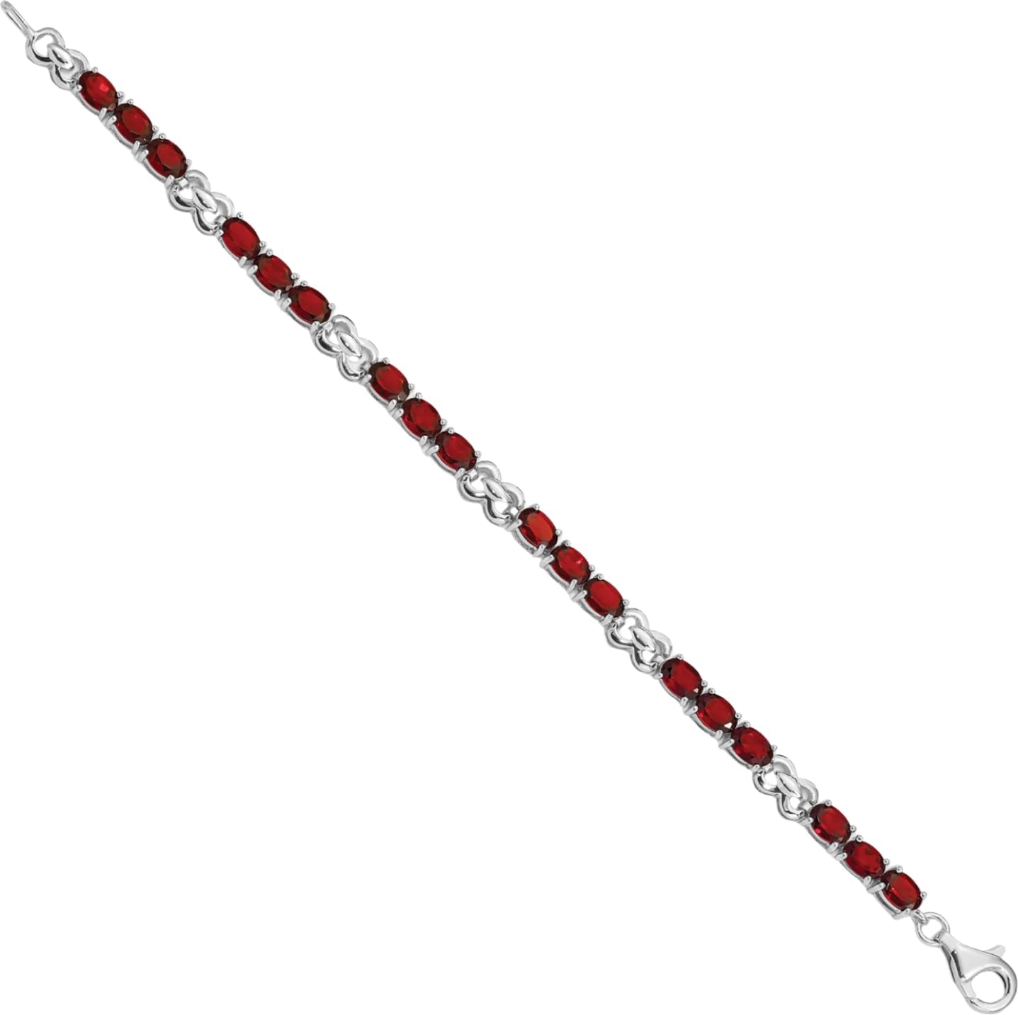 IceCarats 925 Sterling Silver 9 carat Red Garnet Tennis Bracelet 7 inch Oval Cut, Natural, Prong Set For Her