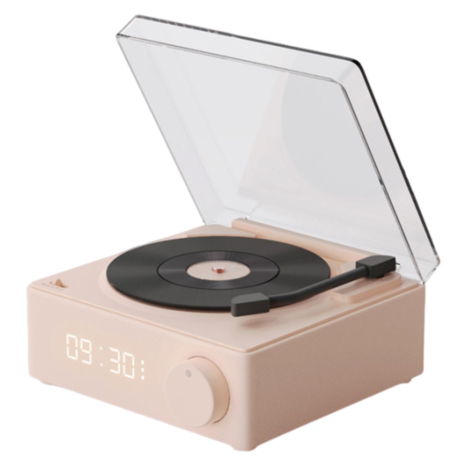 Altavoces de tocadiscos, tocadiscos vertical, altavoz inalámbrico con | reloj despertador, reproductor de discos vertical, altavoces giratorios inteligentes para playa, ciclismo, garaje, patio,