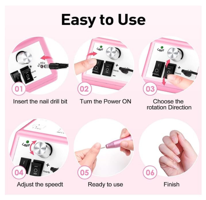 Electric Nail Drill Machine Nail File Drill Set Kit for Acrylic Nails, Gel Nail, Nail Art Polisher Sets Glazing Nail Drill Fast Manicure Pedicure MACHINE (MERCEDES) - Image 7