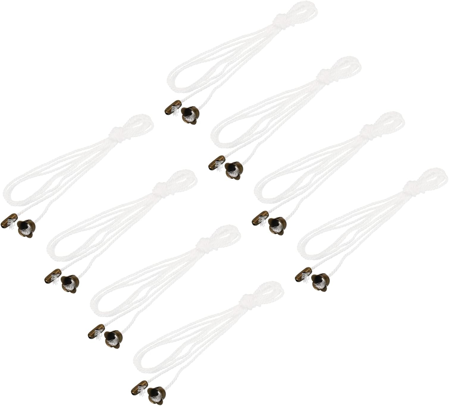 MECCANIXITY Pull Cord for Ceiling Switch, Light Pull Cord String Ceiling Fan String with Connector Pull Chain Extension, White Bronze, Pack of 8