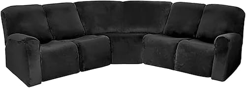 LightInTheBox Fundas elásticas de terciopelo para sofá reclinable de 7 piezas, 5 asientos, funda de sofá esquinero en forma de L, fundas de sofá