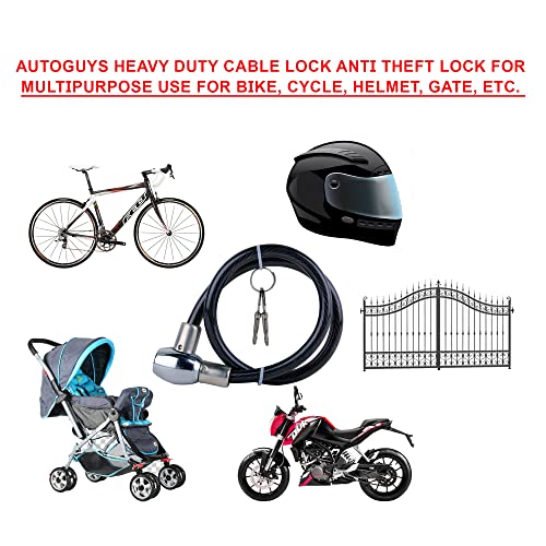 Image of Heavy Duty Cable Lock Anti Theft Lock for Multipurpose use for Bike, Cycle Lock, Helmet Lock
