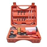 O3 OURYES Hand Held Vacuum Pump Tester Set Vacuum Gauge and Brake Bleeder Kit for Automotive with Adapters, Case