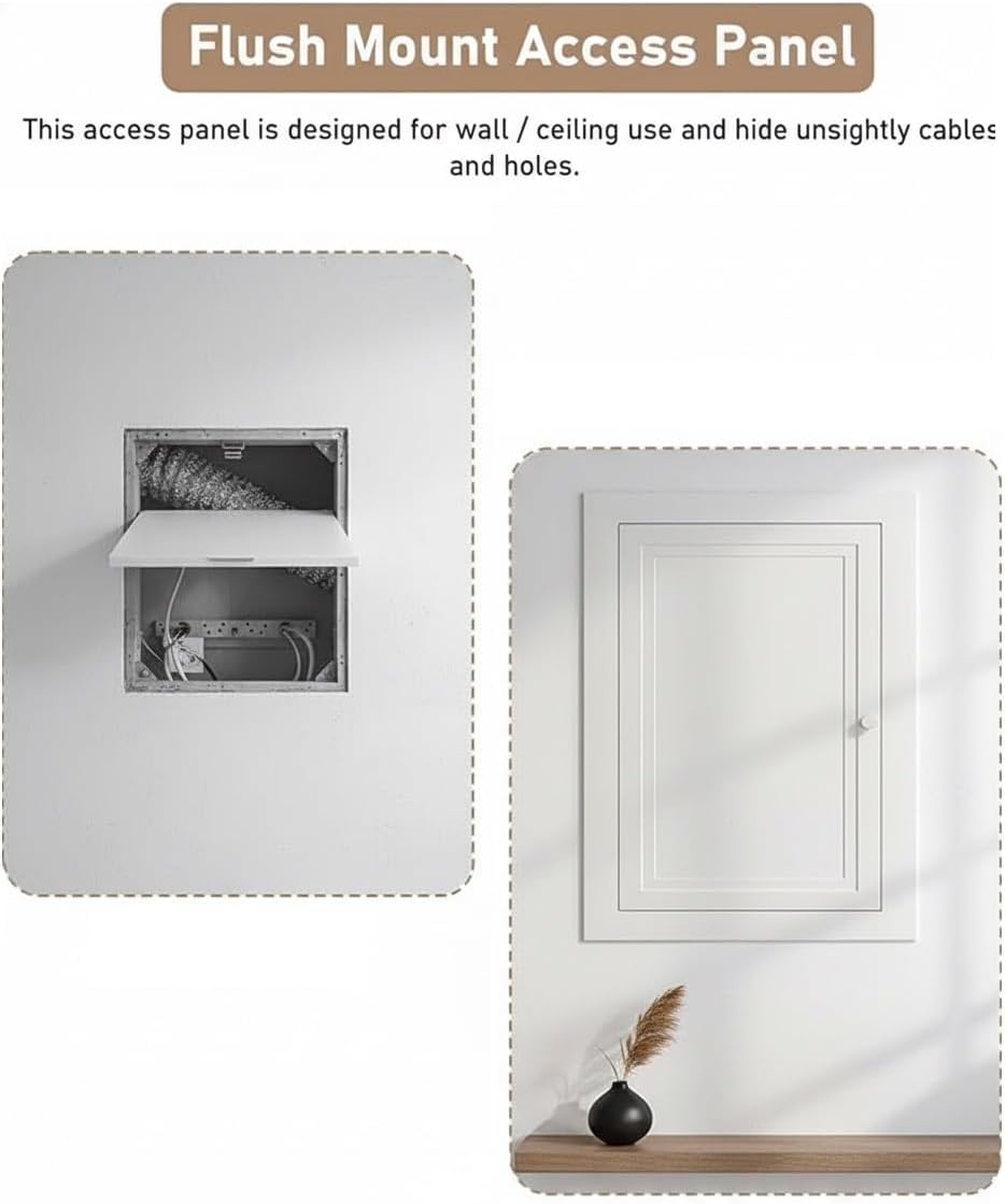 White Drywall Access Panel, Attic Access Panel Door for Drywall 12×12 18×18 24×16 32×20, Pull Open Cabinet Door for Kitchen Storage Room Laundry Chute Ceiling Plumbing Panel(18x24in)