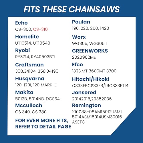Image of 14 Inch Chainsaw Chain, 3 /8 inch LP Pitch .050 inch Gauge 52 Drive Links, Germany Steel Anti-Kickback Replacement for Husqvarna 120 Mark II, Echo CS-310, Ryobi RY3714, 3-Pack