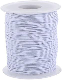 Elastic Cord Stretch Thread Beading Cord Fabric Crafting String, 1 mm, White (100 Meters)