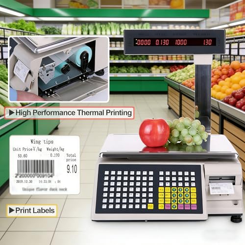 Báscula comercial digital con impresora y pantalla dual miniatura 4